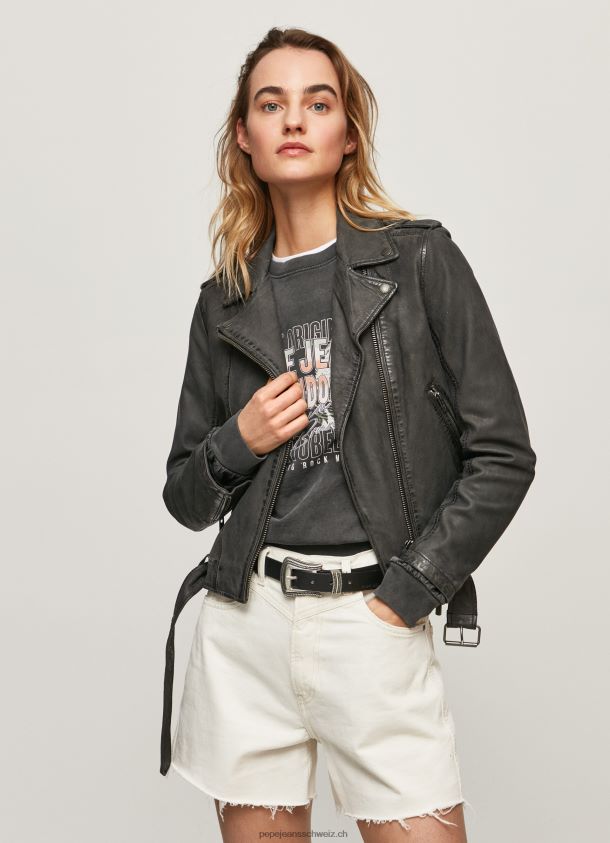 Bikerjacke aus Lammleder Frauen Pepe Jeans Schwarz 84XH6T114
