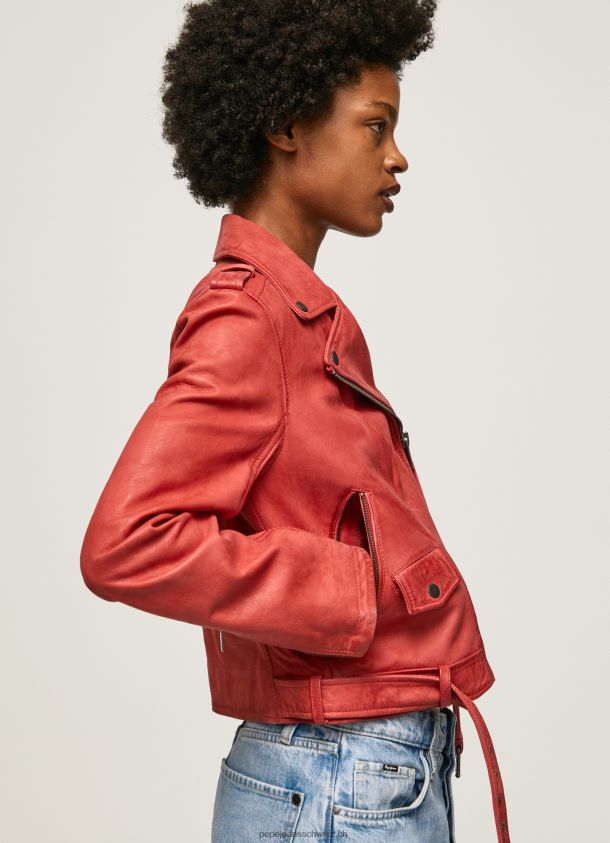 Bikerjacke aus Lammleder Frauen Pepe Jeans studiorot 84XH6T105