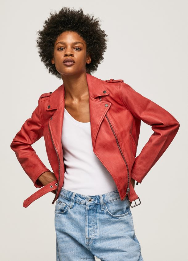 Bikerjacke aus Lammleder Frauen Pepe Jeans studiorot 84XH6T105
