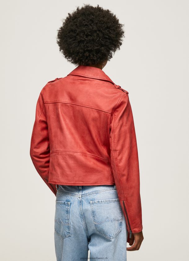 Bikerjacke aus Lammleder Frauen Pepe Jeans studiorot 84XH6T105