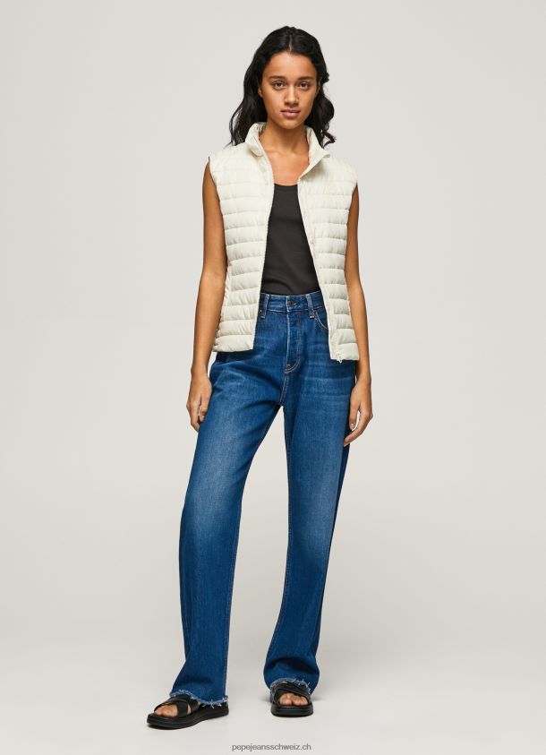 Gefütterte Weste mit Gummi-Patch-Logo Frauen Pepe Jeans Buttermilch 84XH6T132