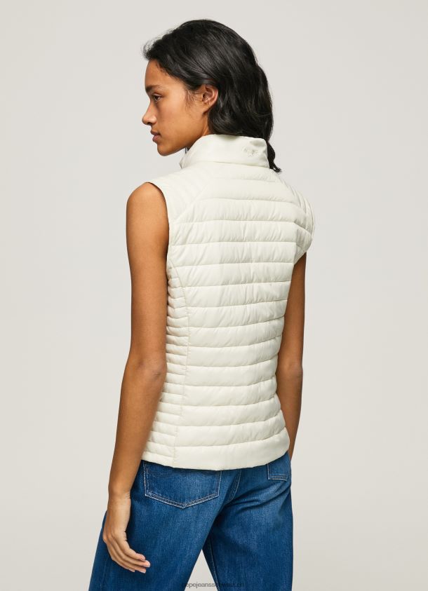 Gefütterte Weste mit Gummi-Patch-Logo Frauen Pepe Jeans Buttermilch 84XH6T132