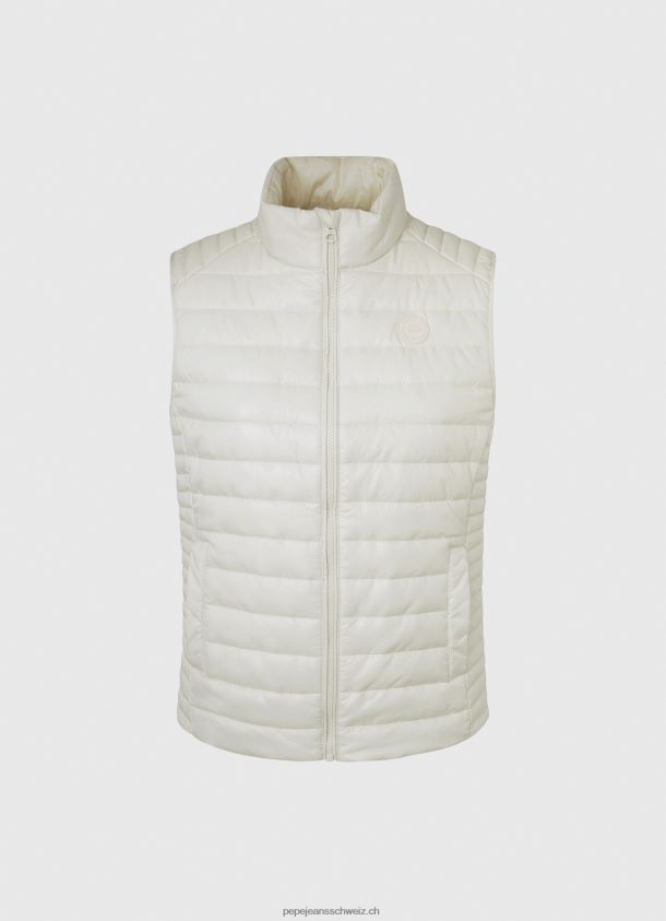Gefütterte Weste mit Gummi-Patch-Logo Frauen Pepe Jeans Buttermilch 84XH6T132