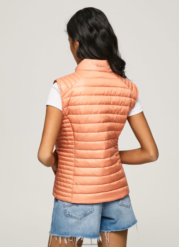Gefütterte Weste mit Gummi-Patch-Logo Frauen Pepe Jeans Pfirsich 84XH6T133