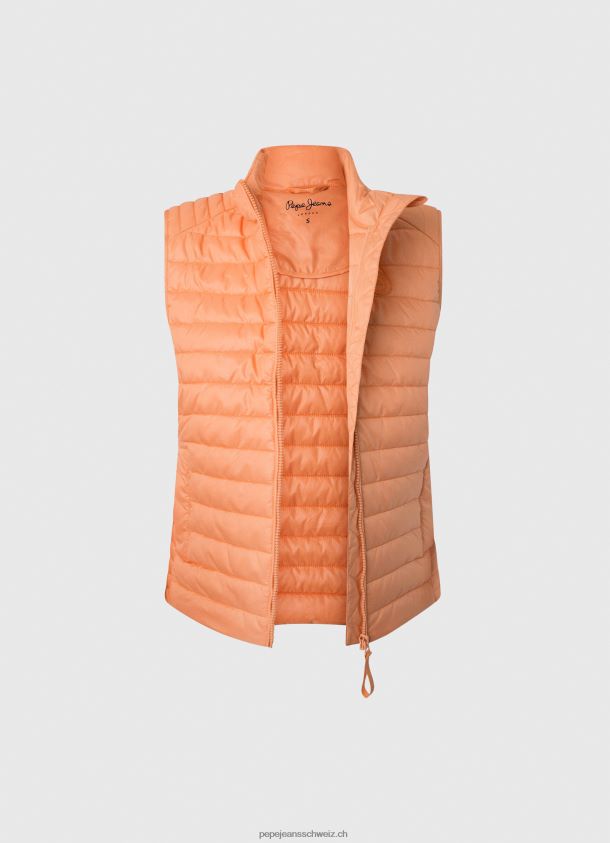 Gefütterte Weste mit Gummi-Patch-Logo Frauen Pepe Jeans Pfirsich 84XH6T133