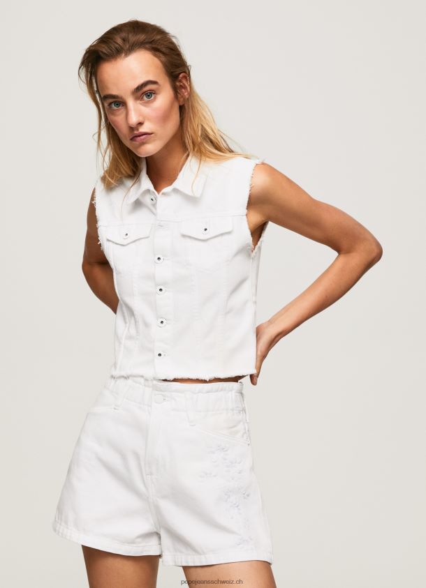 Jeansweste mit Blumenstickerei Frauen Pepe Jeans Denim 84XH6T130