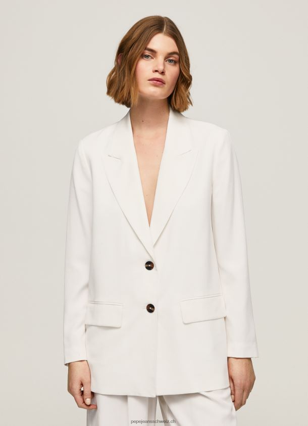 Lässig geschnittener Leinenblazer Frauen Pepe Jeans Weiss 84XH6T110