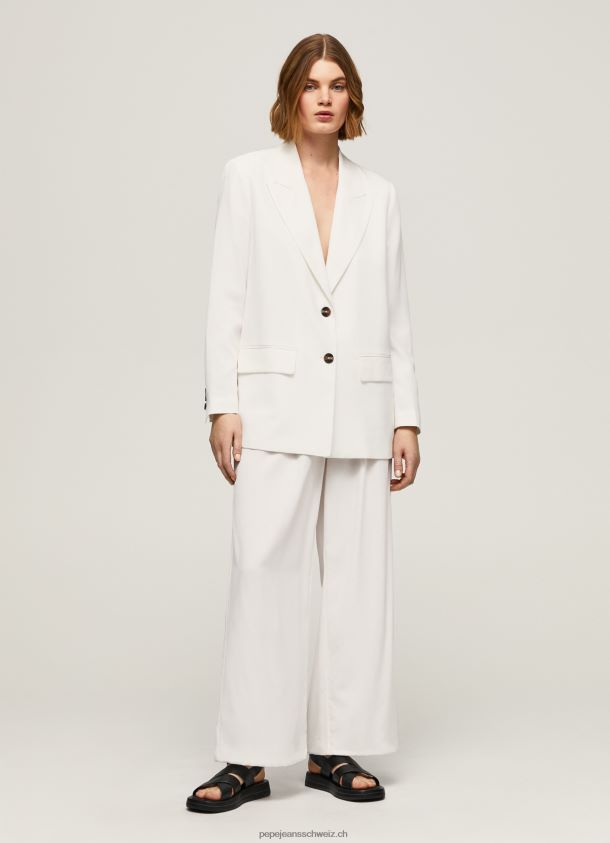 Lässig geschnittener Leinenblazer Frauen Pepe Jeans Weiss 84XH6T110