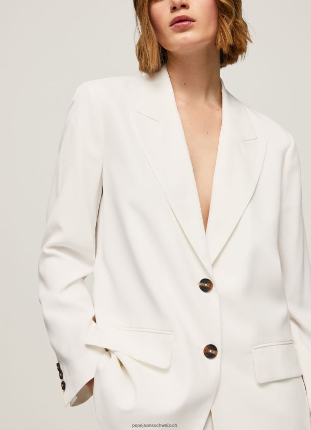 Lässig geschnittener Leinenblazer Frauen Pepe Jeans Weiss 84XH6T110