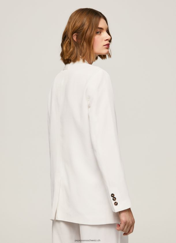 Lässig geschnittener Leinenblazer Frauen Pepe Jeans Weiss 84XH6T110