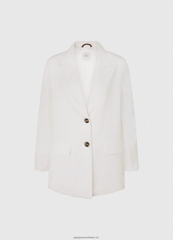 Lässig geschnittener Leinenblazer Frauen Pepe Jeans Weiss 84XH6T110