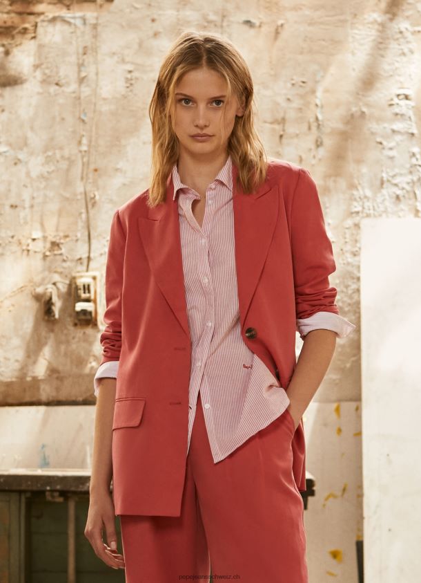 Lässig geschnittener Leinenblazer Frauen Pepe Jeans studiorot 84XH6T109