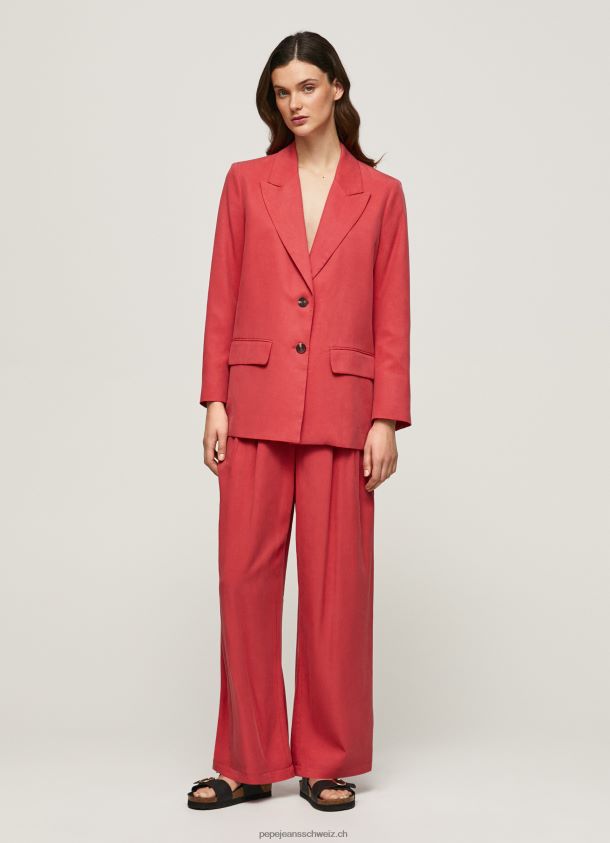 Lässig geschnittener Leinenblazer Frauen Pepe Jeans studiorot 84XH6T109