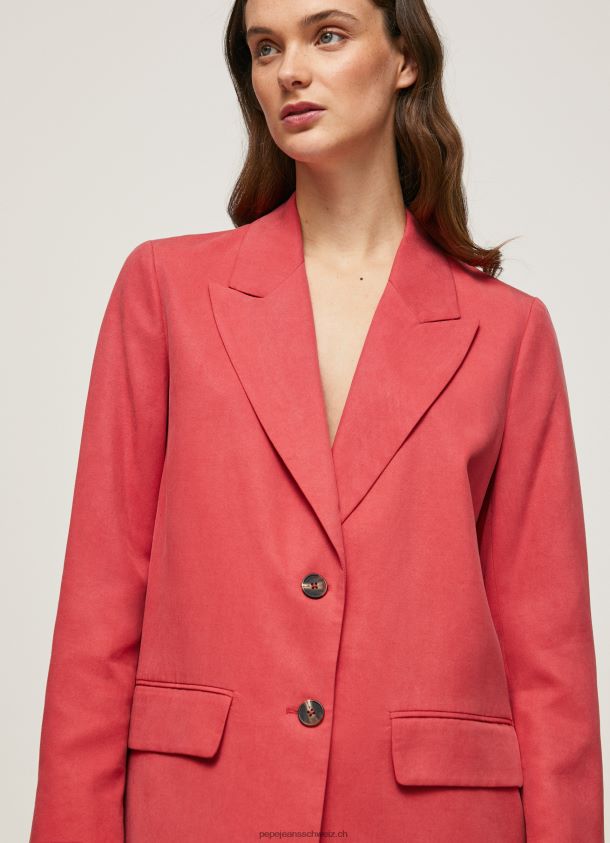 Lässig geschnittener Leinenblazer Frauen Pepe Jeans studiorot 84XH6T109