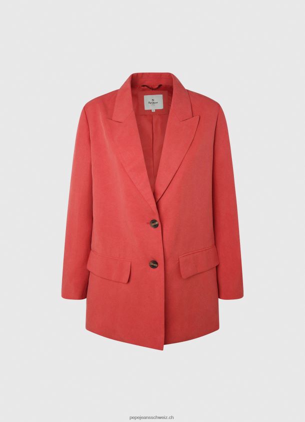 Lässig geschnittener Leinenblazer Frauen Pepe Jeans studiorot 84XH6T109