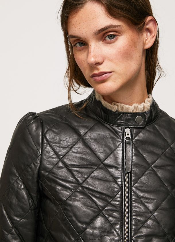 Lederjacke im Rautendesign Frauen Pepe Jeans Schwarz 84XH6T140