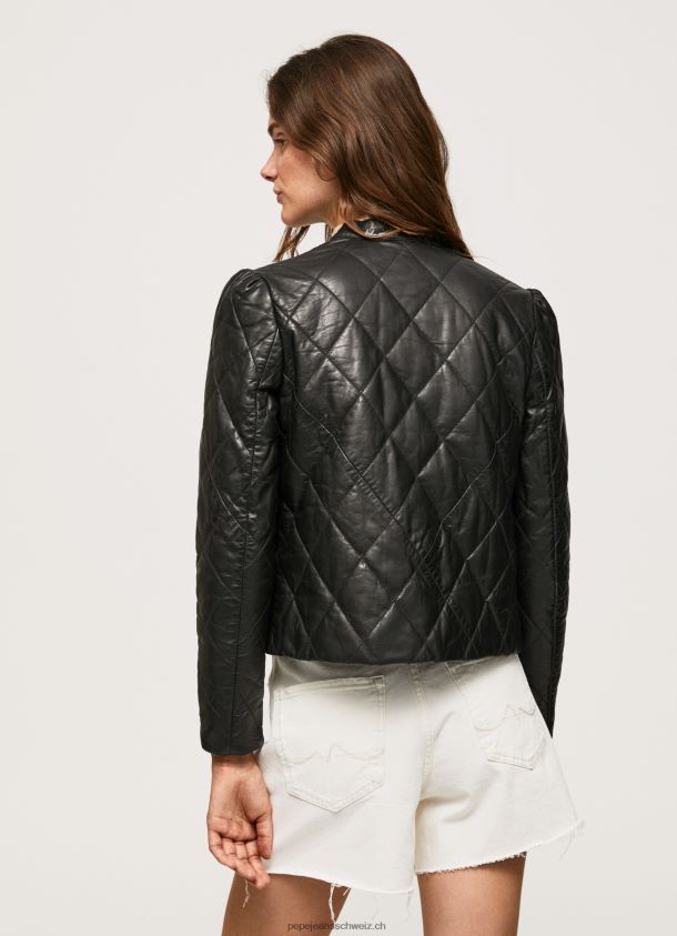 Lederjacke im Rautendesign Frauen Pepe Jeans Schwarz 84XH6T140