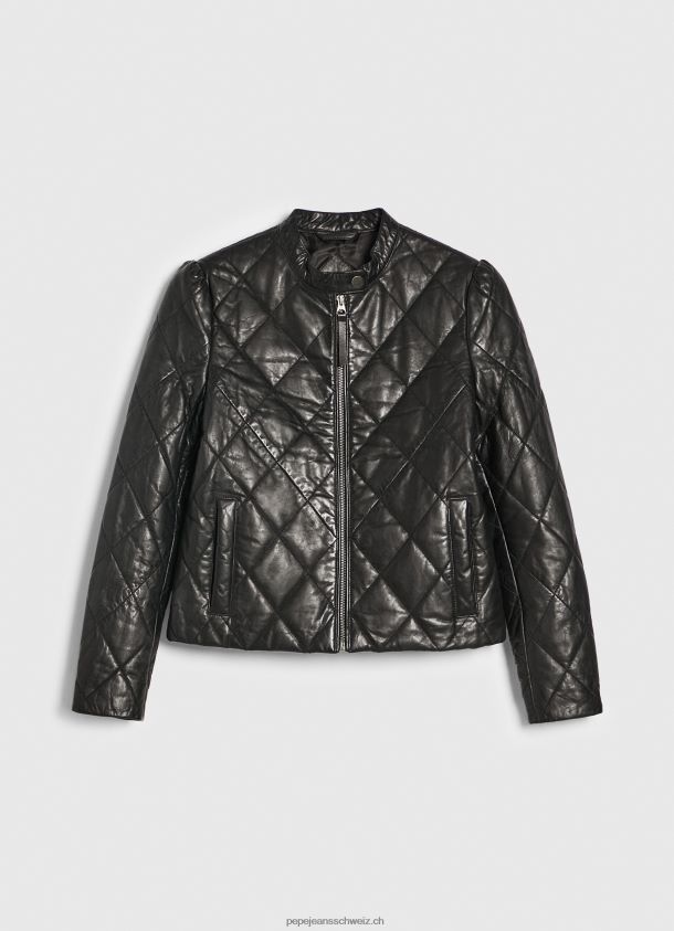 Lederjacke im Rautendesign Frauen Pepe Jeans Schwarz 84XH6T140