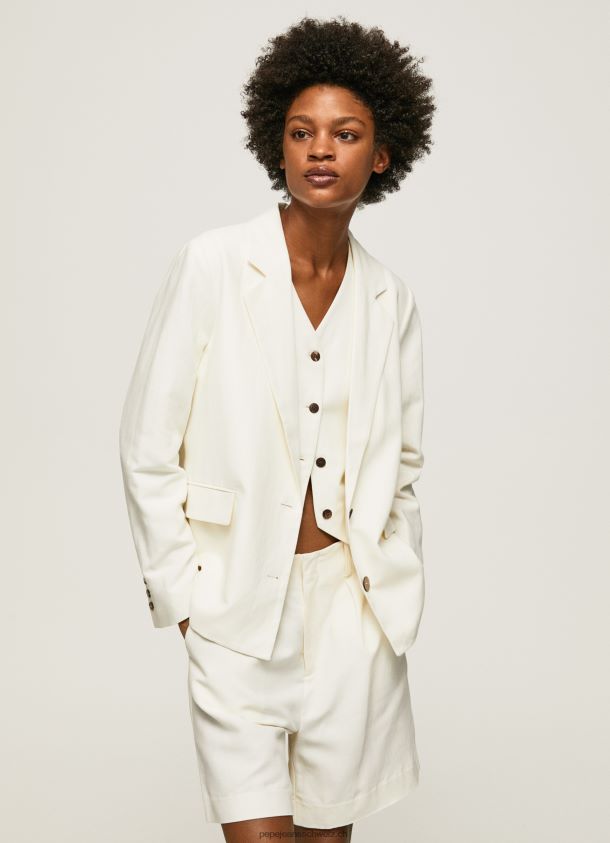 Leinenblazer mit Doppelausschnitt Frauen Pepe Jeans Mousse 84XH6T111