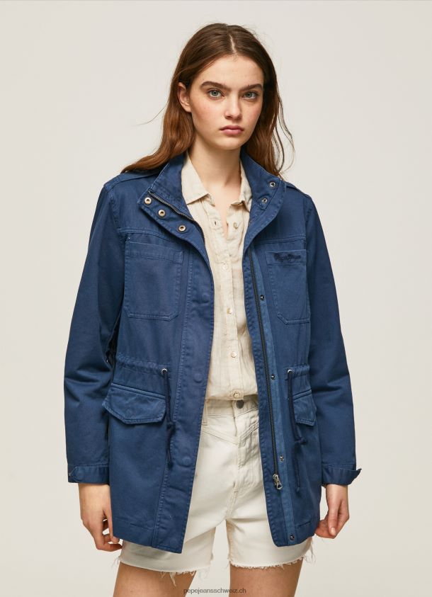 Parka aus Baumwolle mit Union Jack-Print Frauen Pepe Jeans Ozean 84XH6T127
