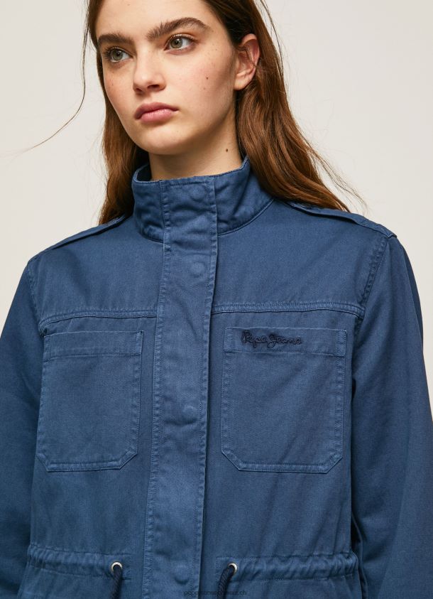 Parka aus Baumwolle mit Union Jack-Print Frauen Pepe Jeans Ozean 84XH6T127