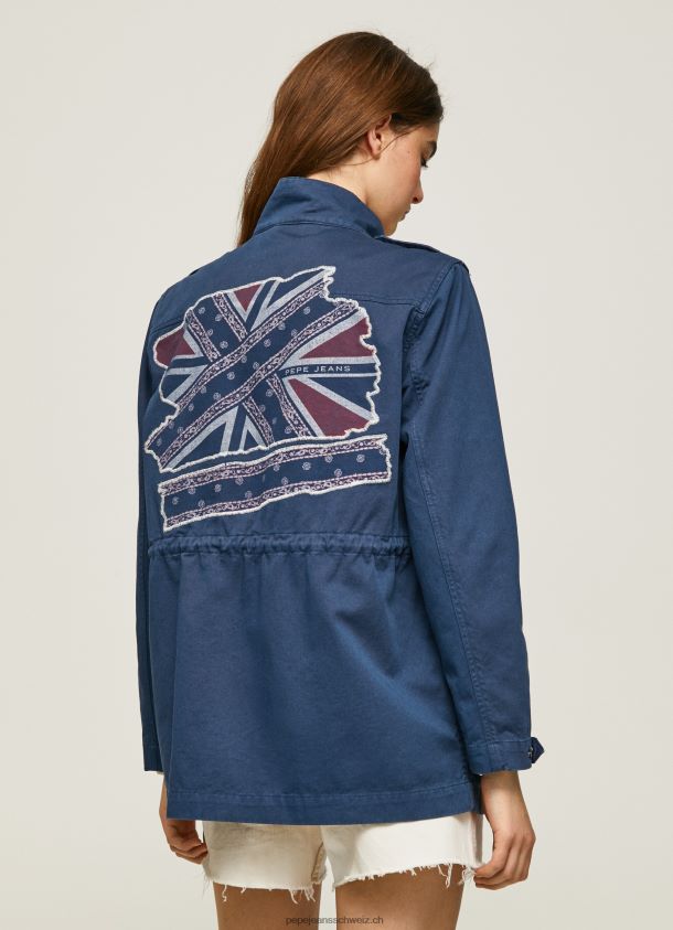Parka aus Baumwolle mit Union Jack-Print Frauen Pepe Jeans Ozean 84XH6T127