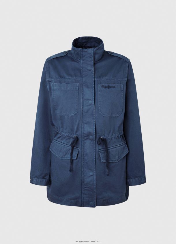 Parka aus Baumwolle mit Union Jack-Print Frauen Pepe Jeans Ozean 84XH6T127