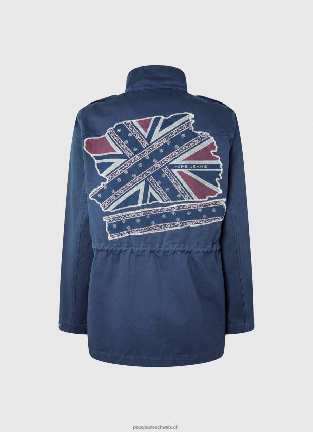 Parka aus Baumwolle mit Union Jack-Print Frauen Pepe Jeans Ozean 84XH6T127