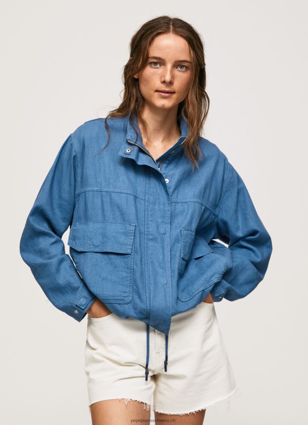 locker geschnittene Leinenjacke Frauen Pepe Jeans Chambray 84XH6T128