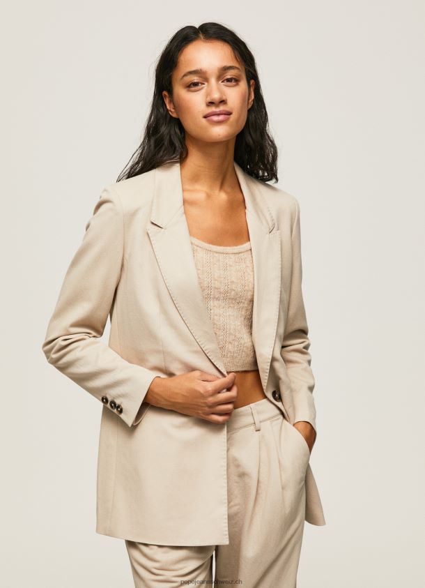 schlichter Blazer mit Schulterpolstern Frauen Pepe Jeans polieren 84XH6T134