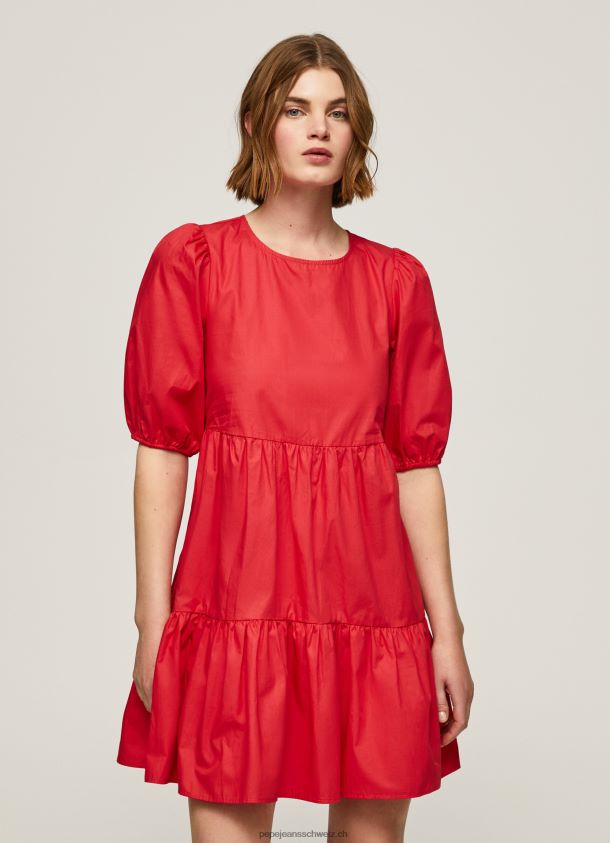 Kleid aus Baumwollpopeline Frauen Pepe Jeans studiorot 84XH6T146