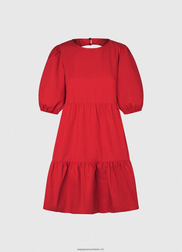 Kleid aus Baumwollpopeline Frauen Pepe Jeans studiorot 84XH6T146