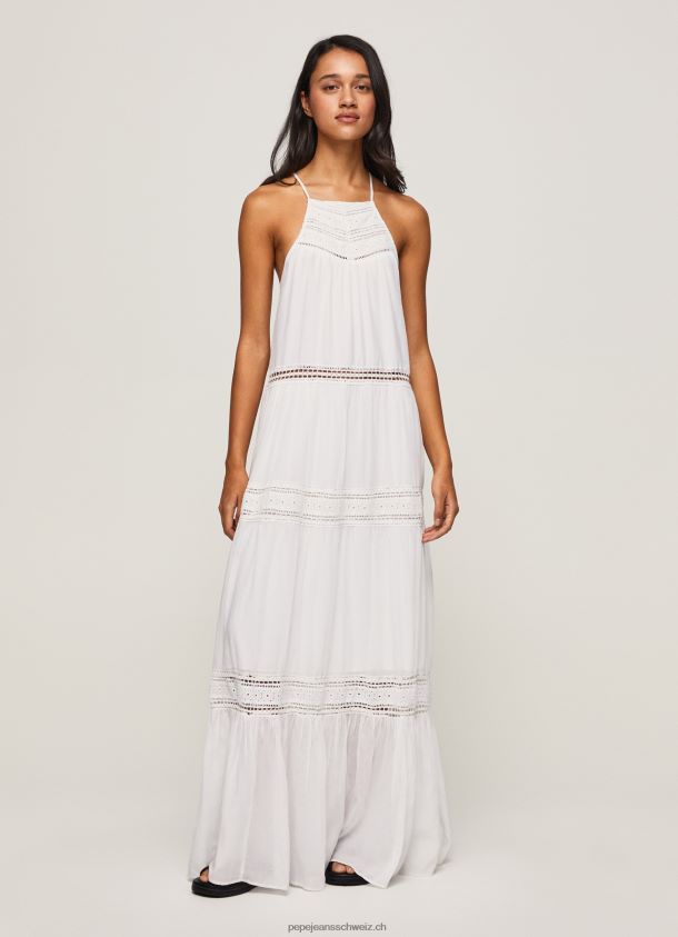 Kleid mit gestickten Details Frauen Pepe Jeans Weiss 84XH6T219