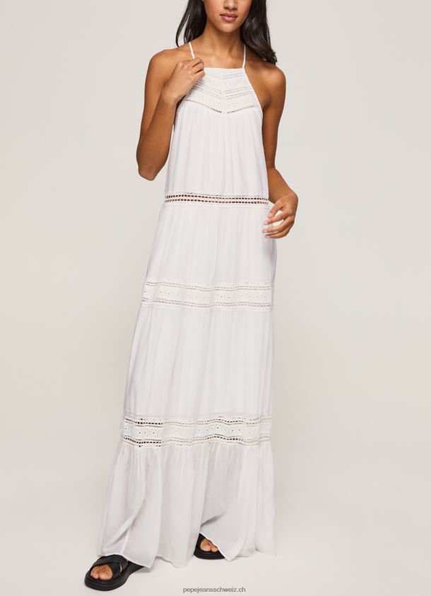 Kleid mit gestickten Details Frauen Pepe Jeans Weiss 84XH6T219