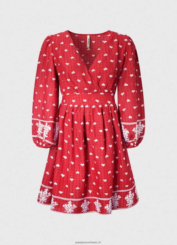 Kleid mit gestickten Details Frauen Pepe Jeans studiorot 84XH6T216