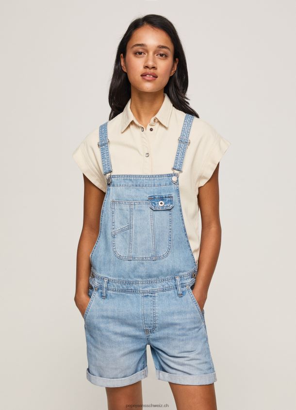 Kurze Latzhose aus Baumwolldenim Frauen Pepe Jeans Denim 84XH6T175