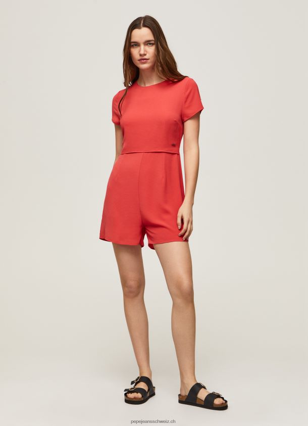 Kurzer Overall aus Crêpe Frauen Pepe Jeans studiorot 84XH6T203