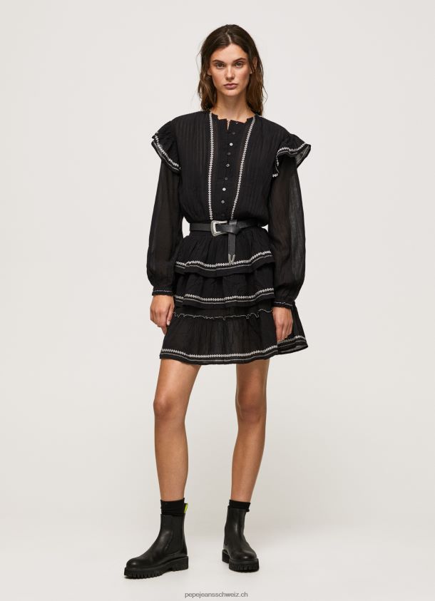 Minikleid mit bestickten Details Frauen Pepe Jeans Schwarz 84XH6T190