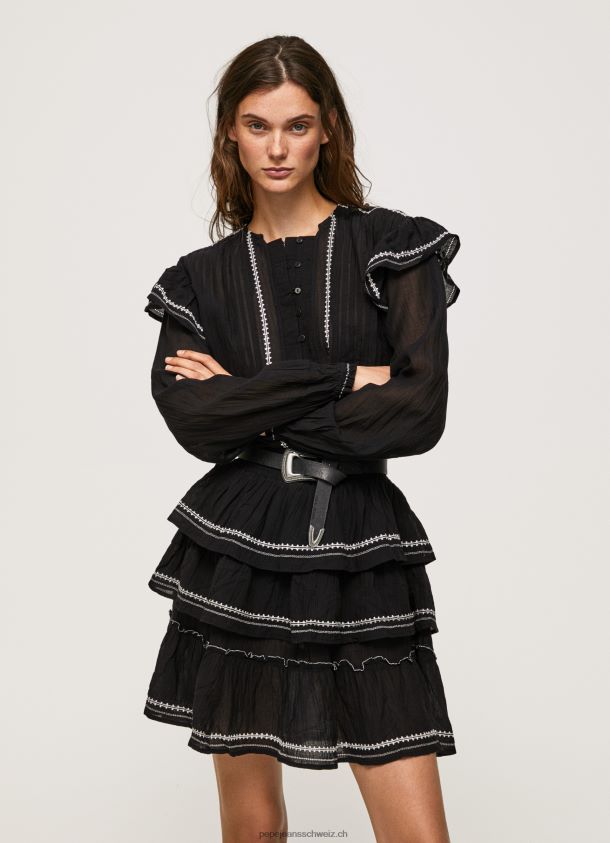 Minikleid mit bestickten Details Frauen Pepe Jeans Schwarz 84XH6T190