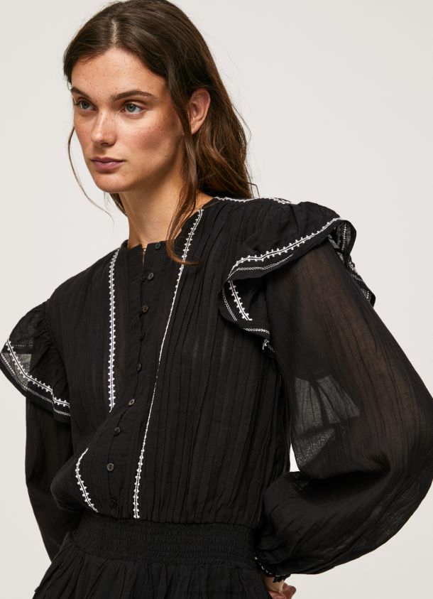 Minikleid mit bestickten Details Frauen Pepe Jeans Schwarz 84XH6T190
