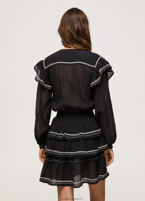 Minikleid mit bestickten Details Frauen Pepe Jeans Schwarz 84XH6T190