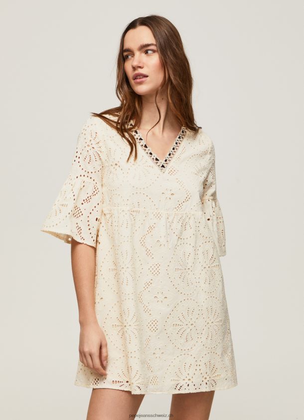 Padma-Kleid mit durchbrochenen Details Frauen Pepe Jeans Buttermilch 84XH6T152