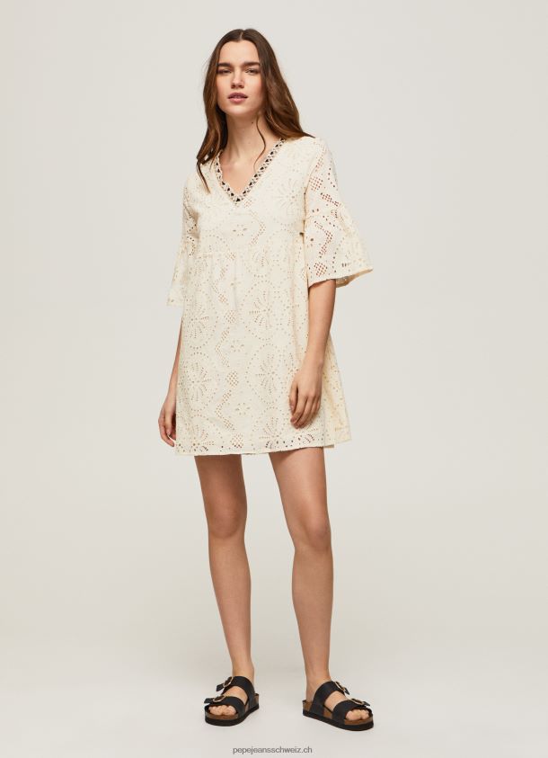 Padma-Kleid mit durchbrochenen Details Frauen Pepe Jeans Buttermilch 84XH6T152