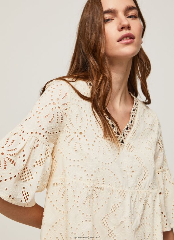 Padma-Kleid mit durchbrochenen Details Frauen Pepe Jeans Buttermilch 84XH6T152
