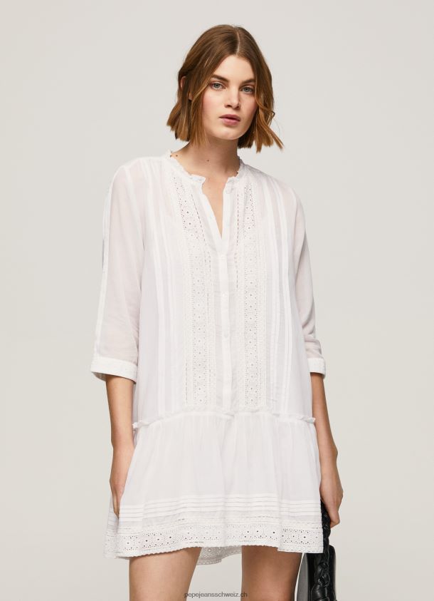 Patris-Kleid mit durchbrochenen Details Frauen Pepe Jeans Weiss 84XH6T148