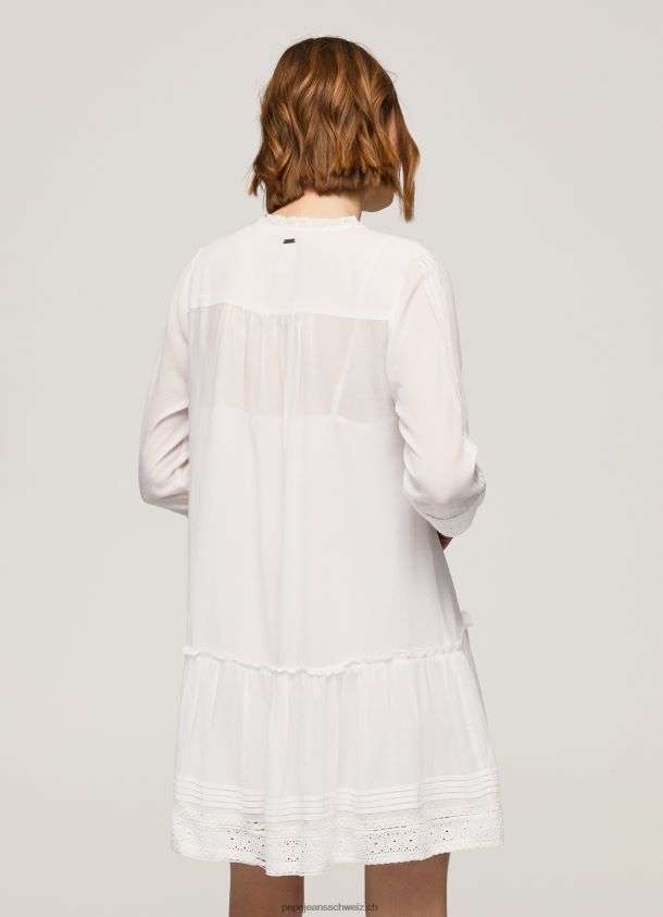 Patris-Kleid mit durchbrochenen Details Frauen Pepe Jeans Weiss 84XH6T148