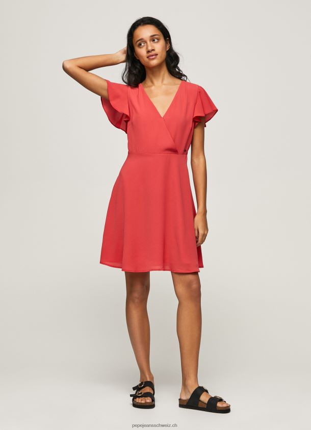 Patrizia Kleid mit überkreuztem Kragen Frauen Pepe Jeans studiorot 84XH6T166