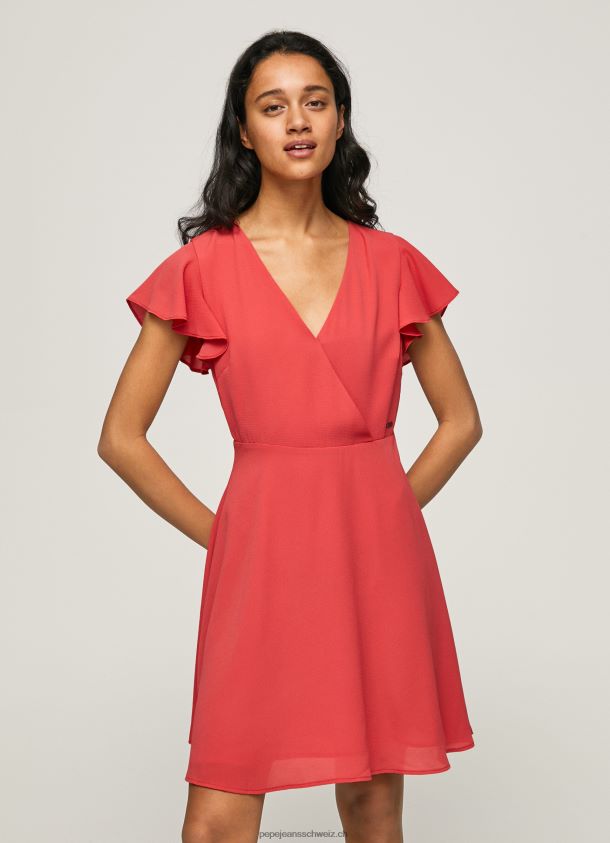 Patrizia Kleid mit überkreuztem Kragen Frauen Pepe Jeans studiorot 84XH6T166