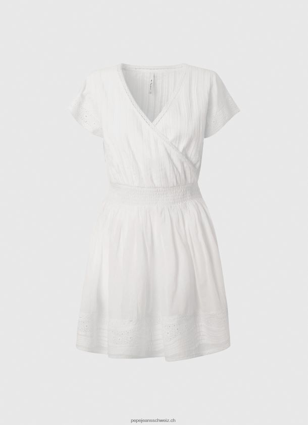 besticktes Kleid aus Baumwolle Frauen Pepe Jeans Weiss 84XH6T165