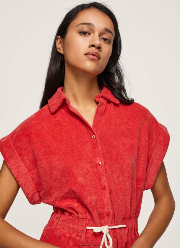 kurzer Overall aus Samt Frauen Pepe Jeans studiorot 84XH6T210